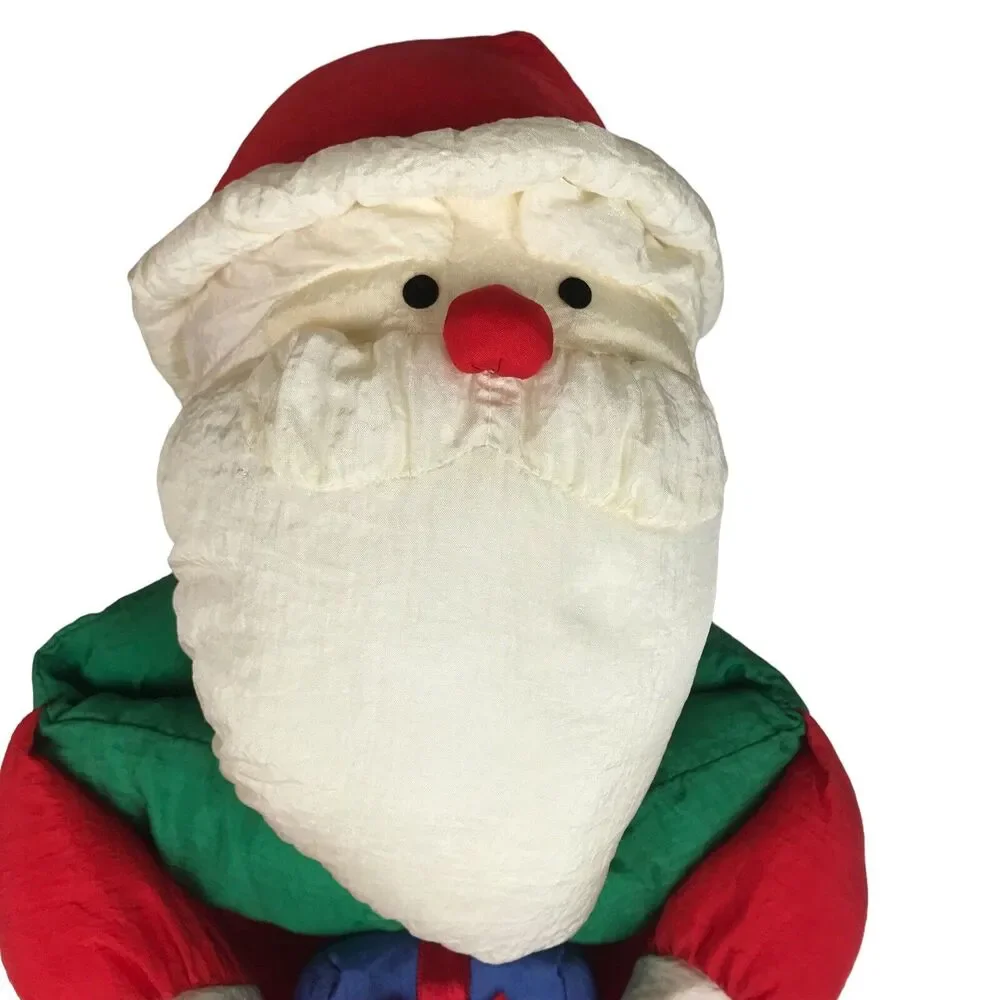Vintage JS International Santa Claus Nylon Plush Christmas Stocking Parachute